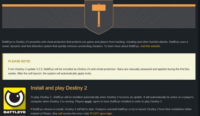 Destiny 2 PC Now Uses BattlEye Anti-cheat System